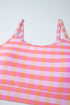 Pink Plus Size Plaid Print High Waist Bikini Set