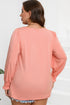 Pink Plus Size Square Neck Flounced Sleeve Top