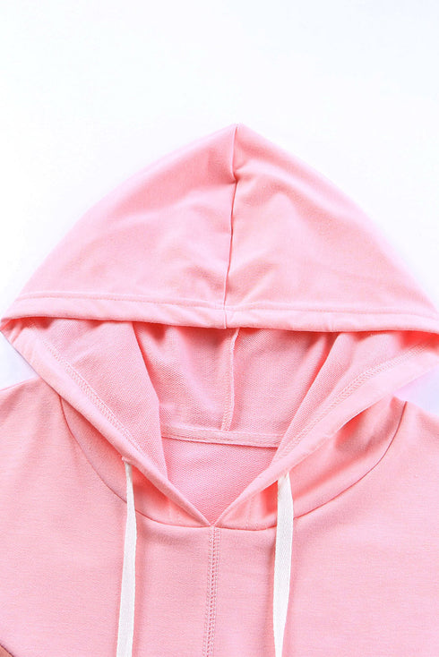 Pink Plus Size Taupe Chevron Hooded Top