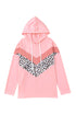 Pink Plus Size Taupe Chevron Hooded Top