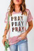 Pink Pray Leopard Tie Dye Short Sleeve Graphic Tee