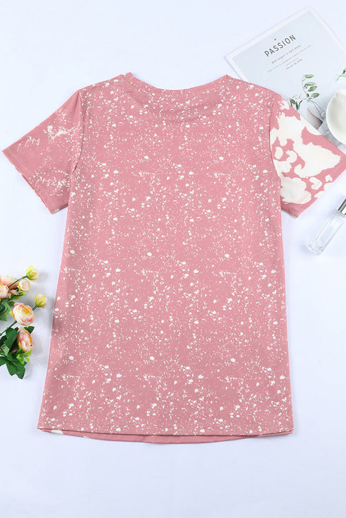 Pink Pray Leopard Tie Dye Short Sleeve Graphic Tee