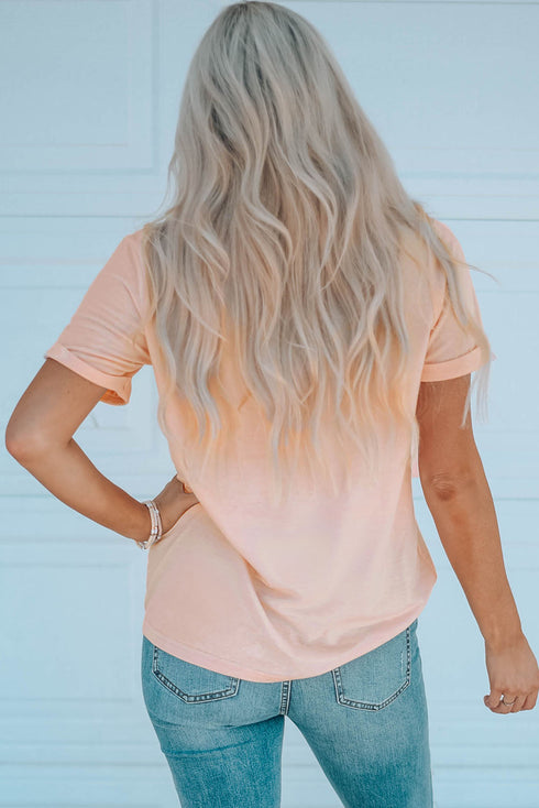 Pink Pumpkin Graphic Print Crew Neck T Shirt