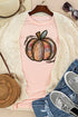 Pink Pumpkin Graphic Print Crew Neck T Shirt