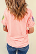 Pink Sequined Easter Egg Patched Print Holiday Tee
