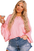 Pink Smocked Dolman Sleeve Plus Size Flowy Top