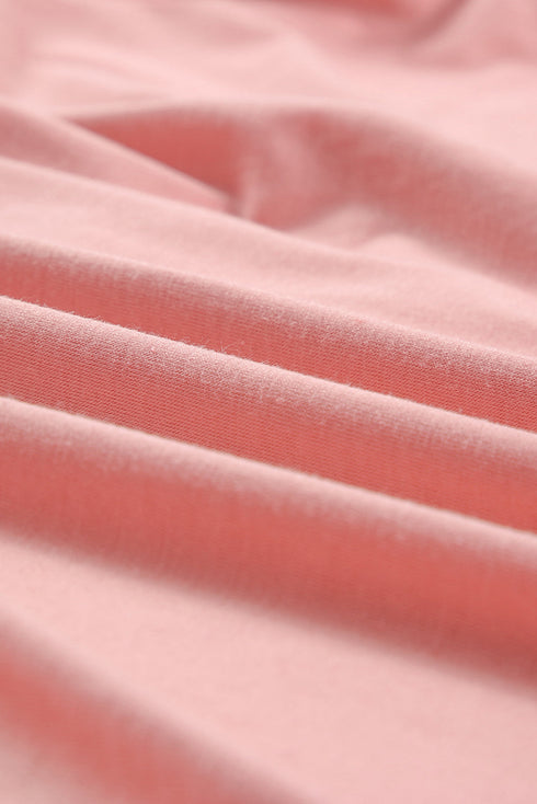 Pink Solid Button Front Plus Size Long Sleeve Dress