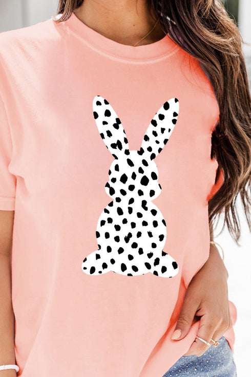 Pink Spotty Bunny Printed Easter Fashion T Shirt
