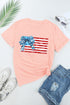 Pink Starry Bow American Flag Graphic T Shirt
