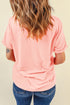 Pink Stars And Stripes Bow Knot Crew Neck T Shirt