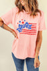 Pink Stars And Stripes Bow Knot Crew Neck T Shirt