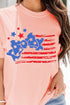 Pink Stars And Stripes Bow Knot Crew Neck T Shirt