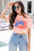 Pink Stars And Stripes Bow Knot Crew Neck T Shirt