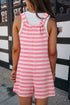 Pink Stripe Knotted Strap Patched Pocket Romper