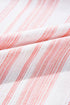 Pink Stripe Plus Size Tassel Tie Frilled Detail Short Sleeve Blouse