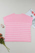 Pink Stripe Ribbed Loose Plus T Shirt