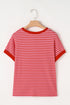 Pink Stripe Sequin Crawfish Crewneck T Shirt