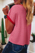 Pink Stripe Sequin Crawfish Crewneck T Shirt