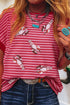 Pink Stripe Sequin Crawfish Crewneck T Shirt