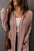 Pink Tunic Back Open Front Cardigan With Pockets