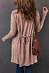Pink Tunic Back Open Front Cardigan With Pockets