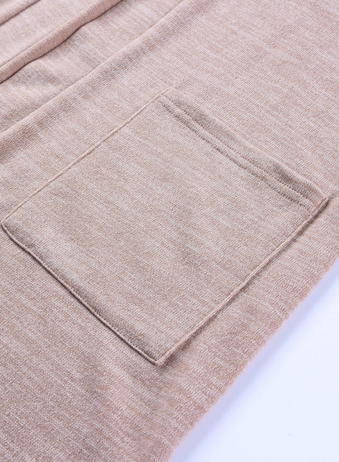 Pink Tunic Back Open Front Cardigan With Pockets