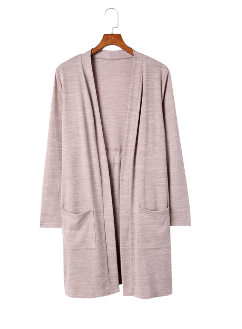 Pink Tunic Back Open Front Cardigan With Pockets