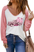 Pink Valentine Colorblock Car & Heart Graphic Long Sleeve Top