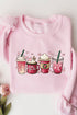 Pink Valentines Sweet Drinking Graphic Print Sweatshirt