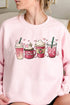 Pink Valentines Sweet Drinking Graphic Print Sweatshirt