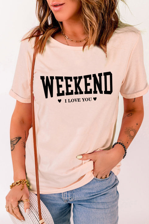 Pink Weekend I Love You Short Sleeve Graphic Tee
