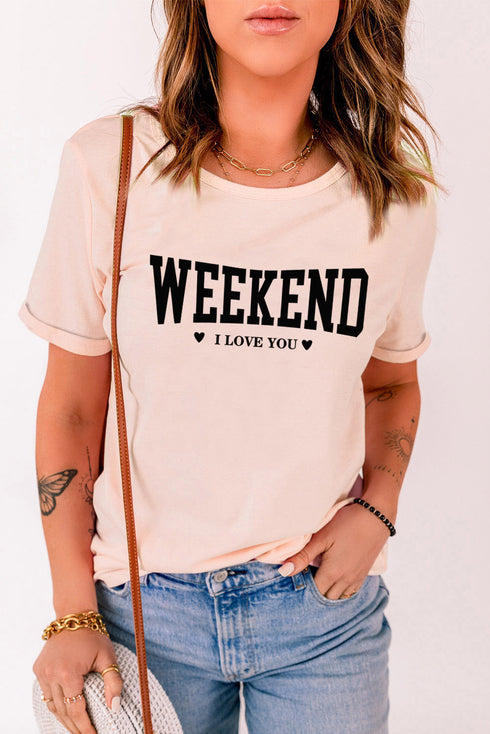 Pink Weekend I Love You Short Sleeve Graphic Tee