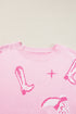 Pink Western Cowboy Boot Sweater