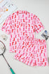 Pink Western Cowgirl Boots Printed Shirt Ruffled Shorts Pajama Set