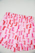 Pink Western Cowgirl Boots Printed Shirt Ruffled Shorts Pajama Set