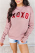 Pink Xoxo Glitter Pattern Print Graphic Sweatshirt