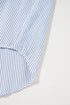 Pinstripe Shirt Collar Smocked Cuff Long Sleeve Blouse