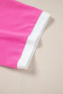 Piped Trim Collared Split Neck Short Sleeve Top