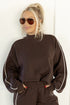Piping Trim Mock Neck Relaxed Pullover Pant Set