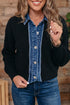 Placket Panel Drop Shoulder Shirt Collar Long Sleeve Cardigan