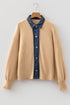 Placket Panel Drop Shoulder Shirt Collar Long Sleeve Cardigan