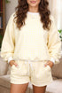 Plaid Baggy Pullover Drawstring Casual Short Set