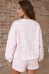 Plaid Baggy Pullover Drawstring Shorts Coordinated Two Piece Set