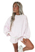 Plaid Baggy Pullover Drawstring Shorts Coordinated Two Piece Set