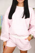 Plaid Baggy Pullover Drawstring Shorts Coordinated Two Piece Set