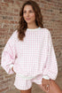 Plaid Baggy Pullover Drawstring Shorts Coordinated Two Piece Set