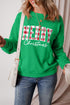 Plaid Block Letter Graphic Crew Neck Sweatshirt