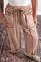Plaid Border Trim Drawstring Elastic Waist Shift Lounge Pants