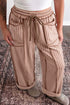 Plaid Border Trim Drawstring Elastic Waist Shift Lounge Pants