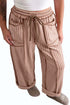 Plaid Border Trim Drawstring Elastic Waist Shift Lounge Pants